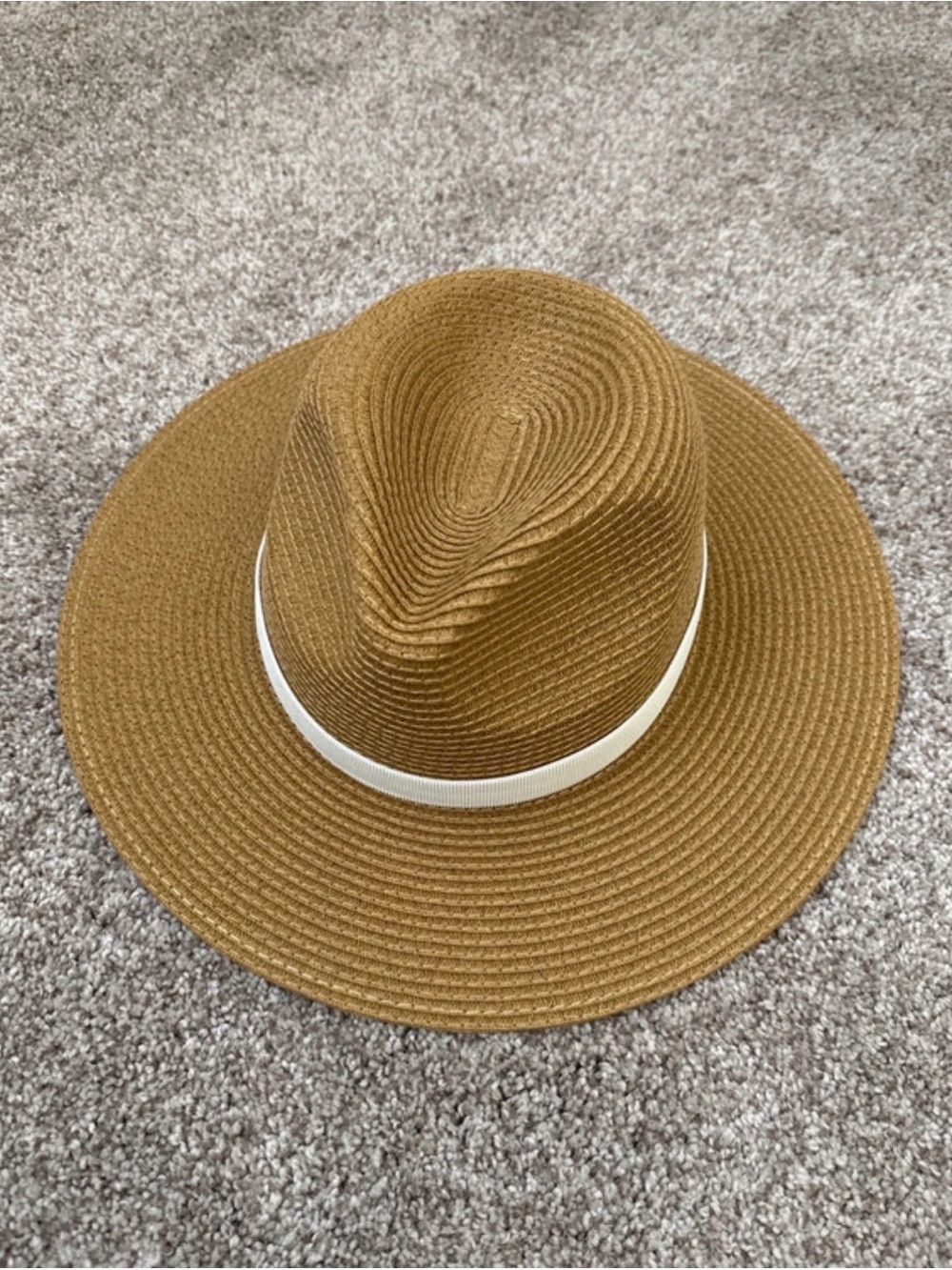 J. Crew Tan Straw Sun Hat with White band
